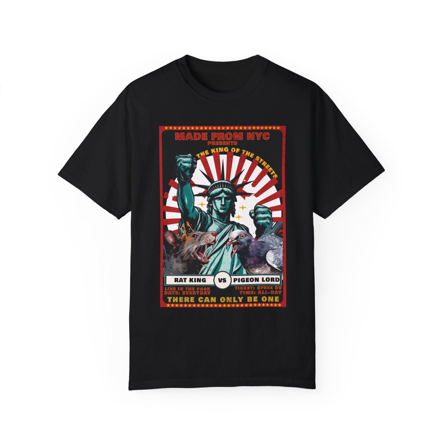 "King of the Streets: Rat King vs. Pigeon Lord" NYC Showdown T-Shirt