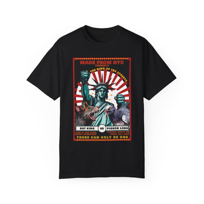 "King of the Streets: Rat King vs. Pigeon Lord" NYC Showdown T-Shirt