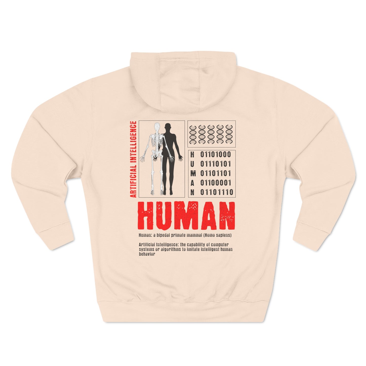 The Creation of Ai - Binary Genesis Three-Panel Fleece Hoodie