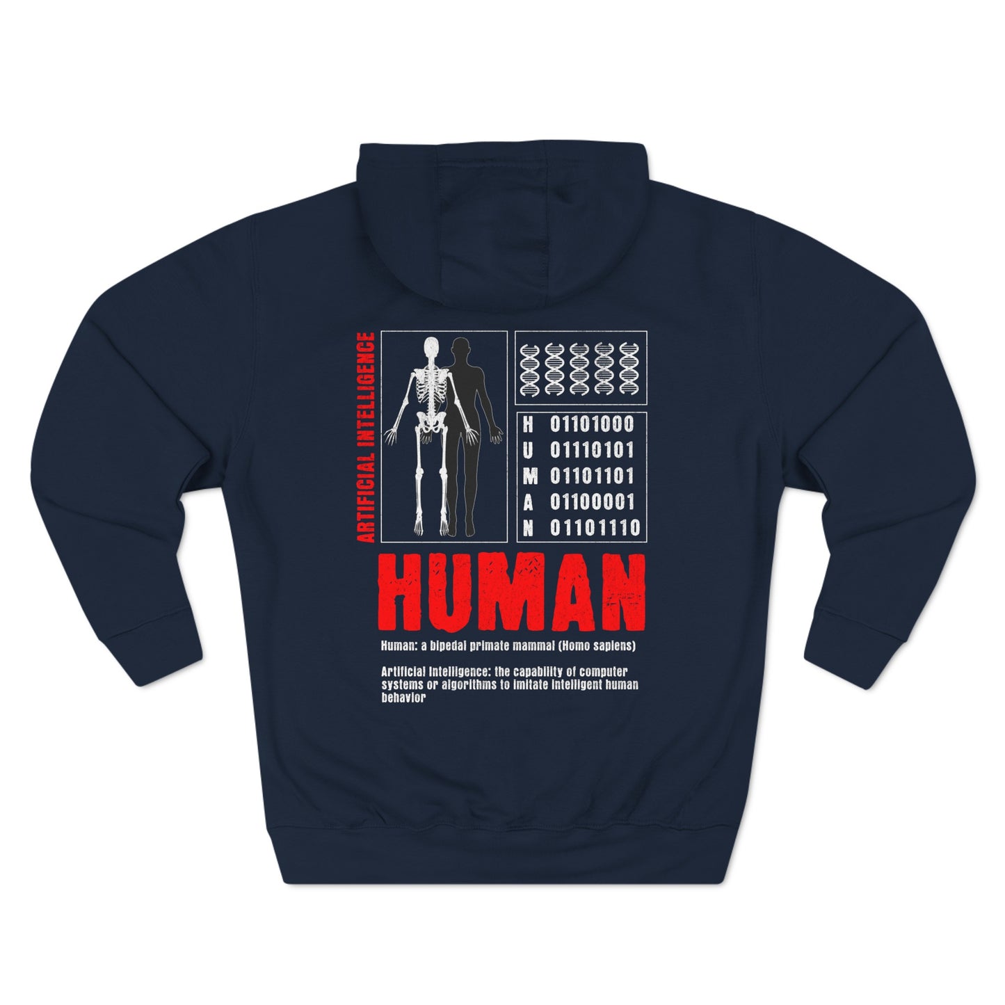 The Creation of Ai - Binary Genesis Three-Panel Fleece Hoodie