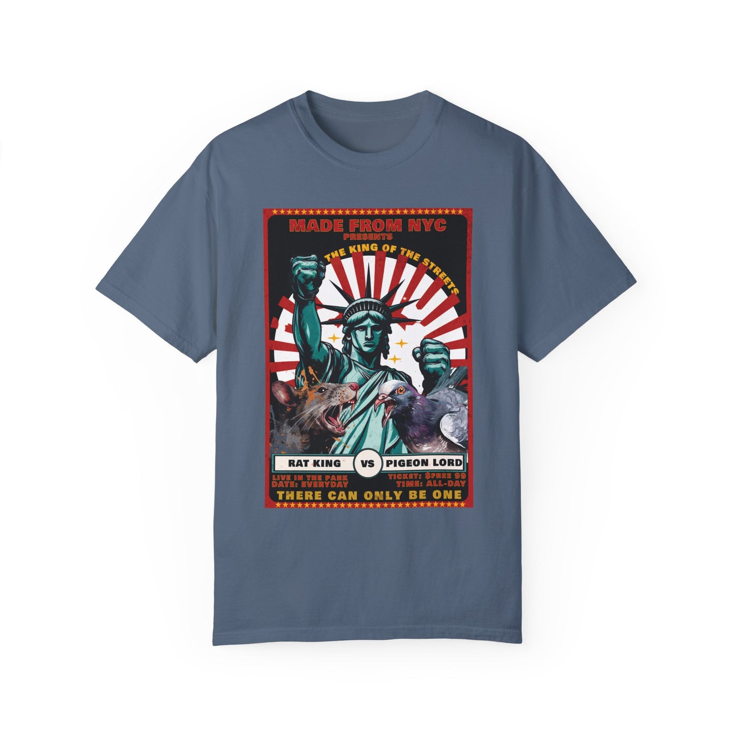 "King of the Streets: Rat King vs. Pigeon Lord" NYC Showdown T-Shirt