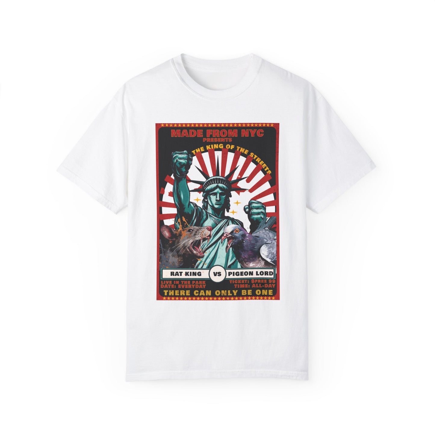 "King of the Streets: Rat King vs. Pigeon Lord" NYC Showdown T-Shirt
