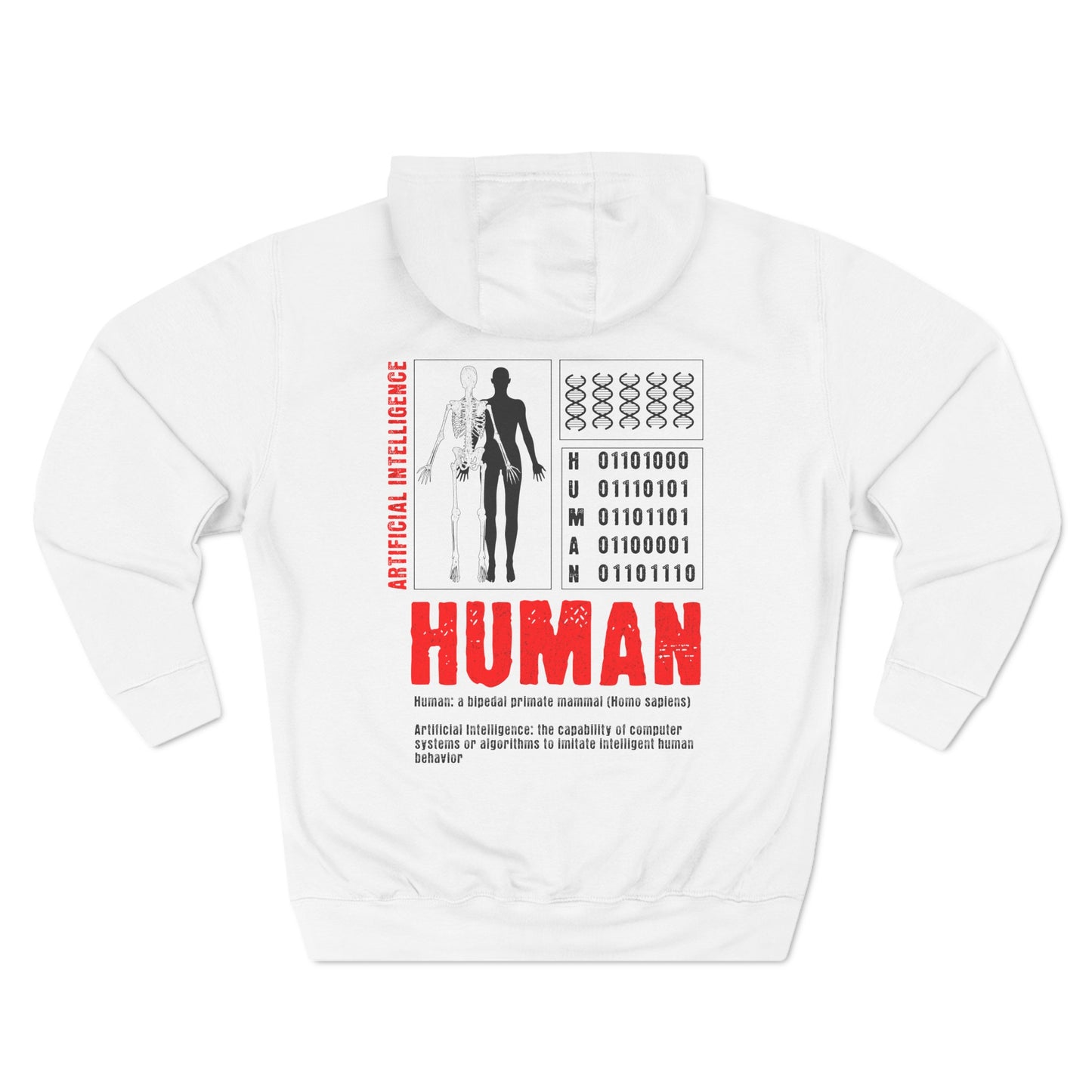 The Creation of Ai - Binary Genesis Three-Panel Fleece Hoodie
