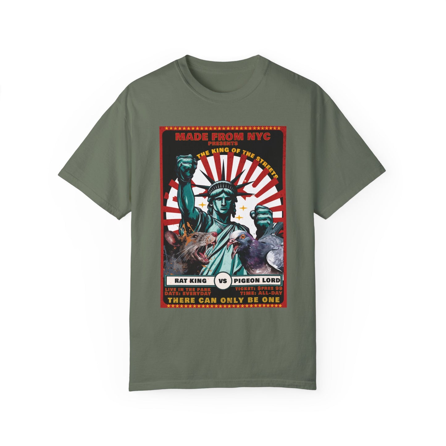 "King of the Streets: Rat King vs. Pigeon Lord" NYC Showdown T-Shirt