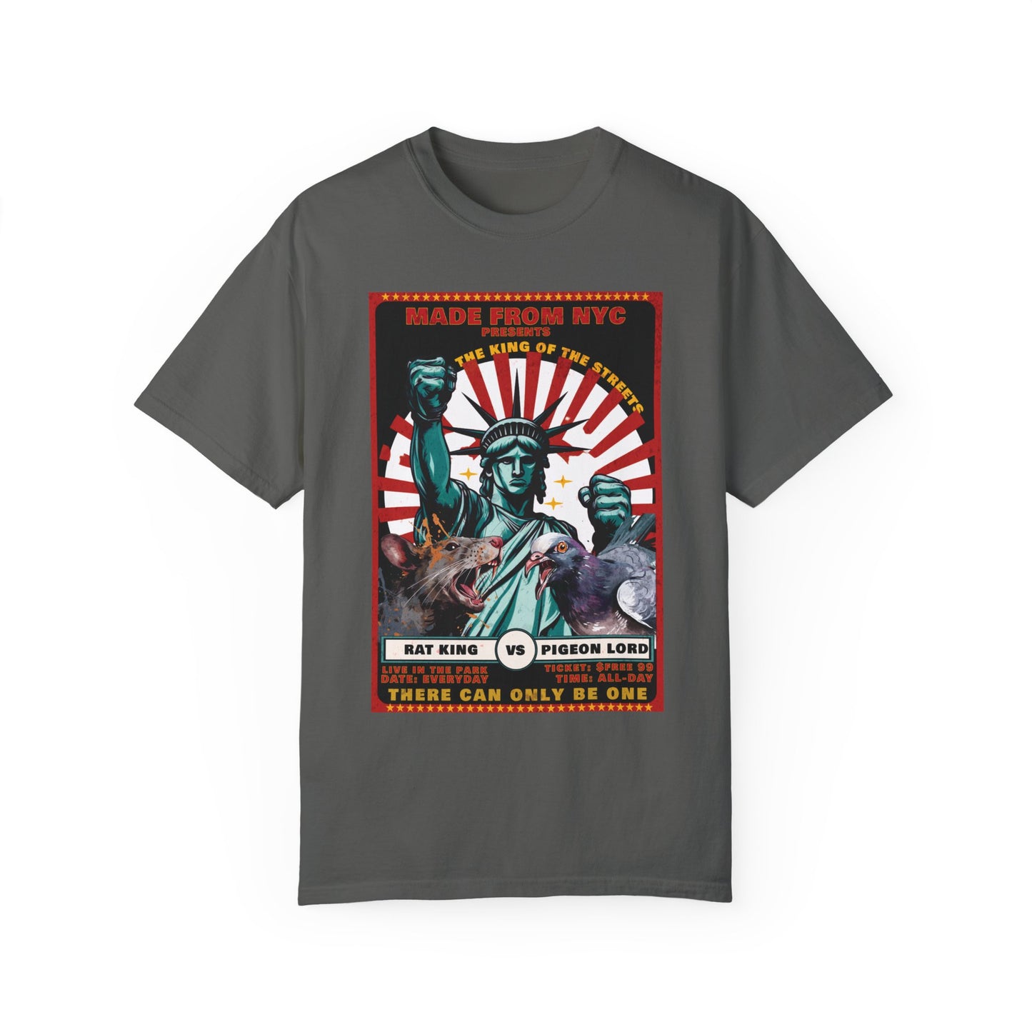 "King of the Streets: Rat King vs. Pigeon Lord" NYC Showdown T-Shirt