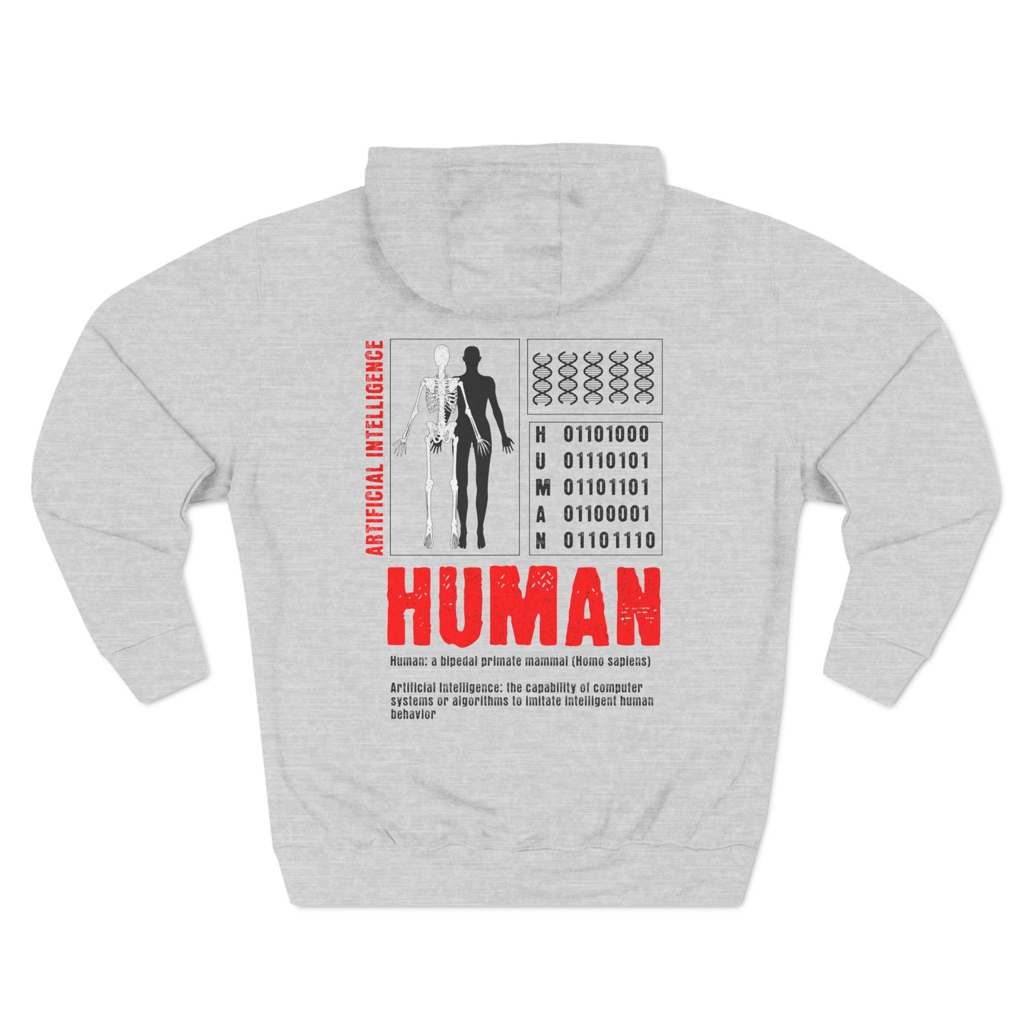 The Creation of Ai - Binary Genesis Three-Panel Fleece Hoodie