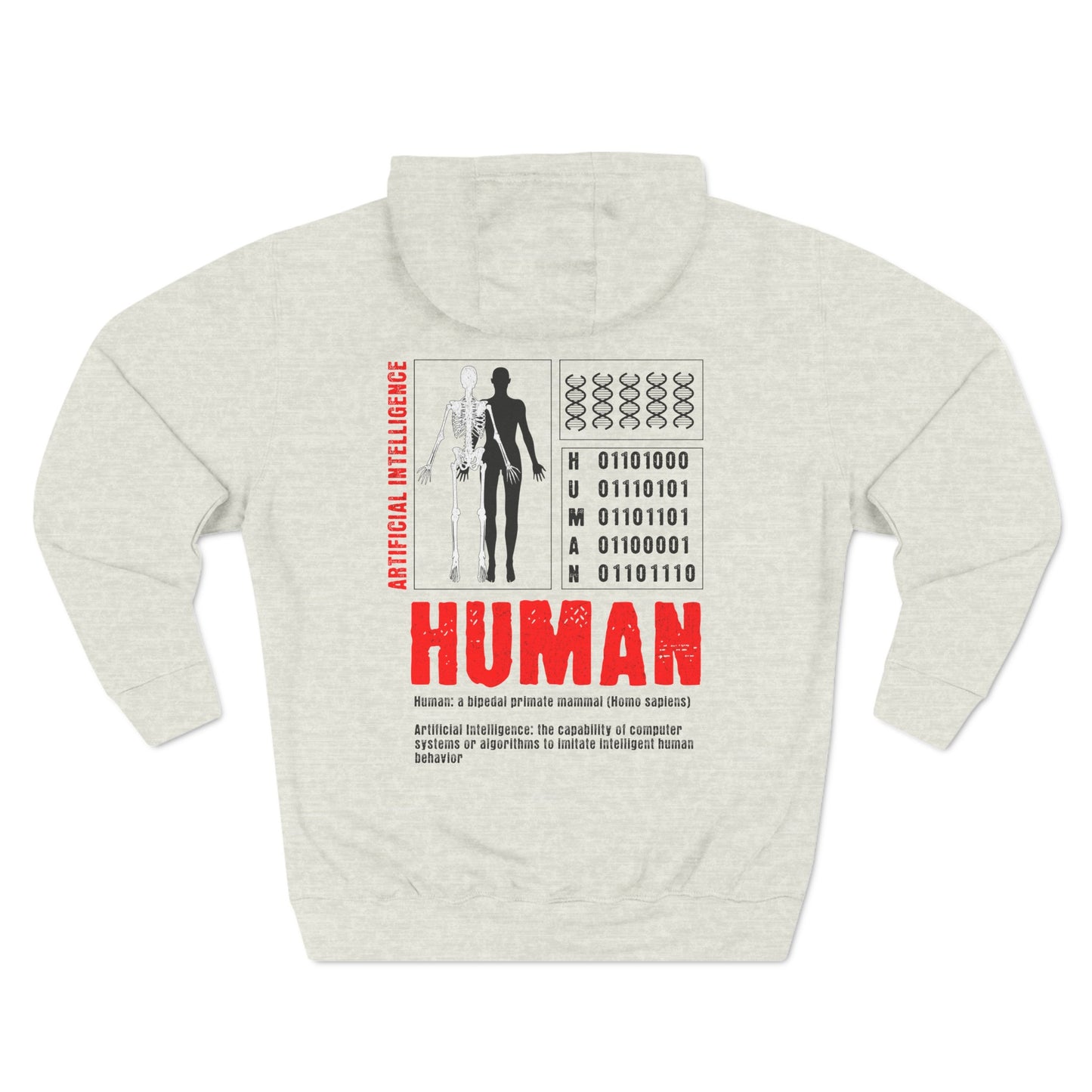 The Creation of Ai - Binary Genesis Three-Panel Fleece Hoodie